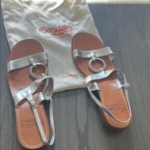 Women's Silver Leather Sandals